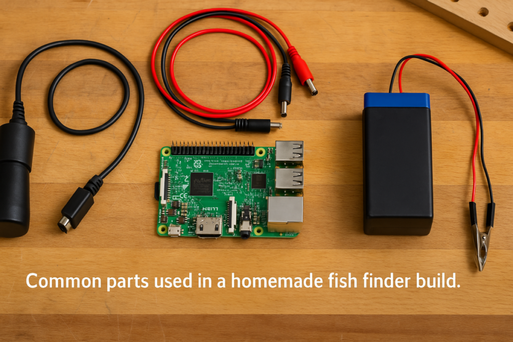 Common parts used in a homemade fish finder build